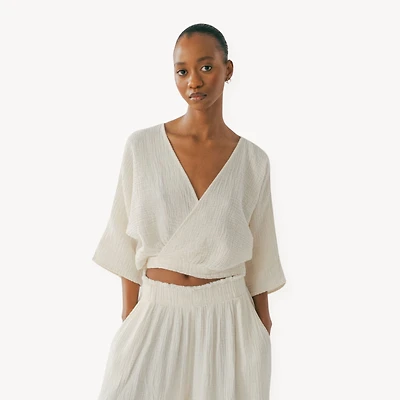 Crinkle Balloon Sleeve Top