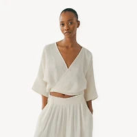 Crinkle Balloon Sleeve Top