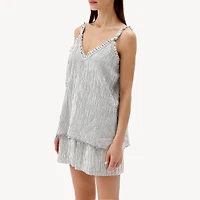 Striped Crinkle Cotton Strappy Top