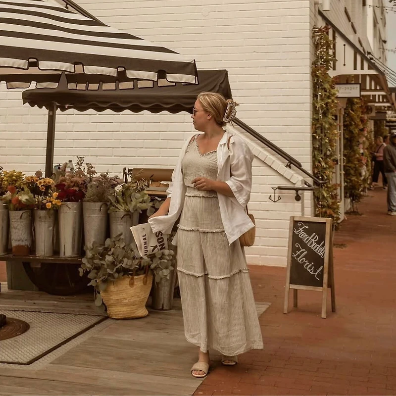 Striped Crinkle Cotton Ruffle Skirt