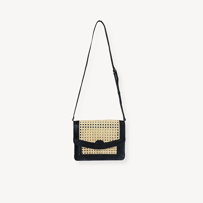 Leather Bag with Cane Accent - Rectangle