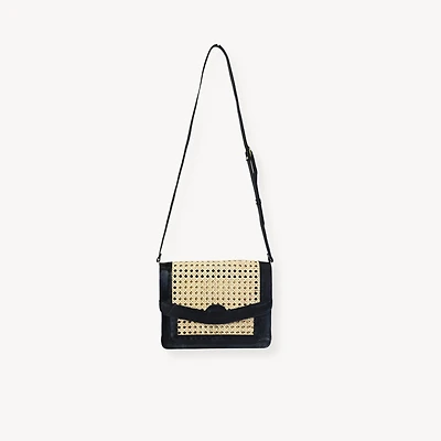 Leather Bag with Cane Accent - Rectangle