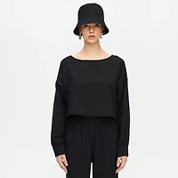 Flat Black Crop Blouse