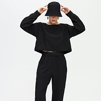 Flat Black Crop Blouse