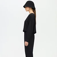 Flat Black Crop Blouse