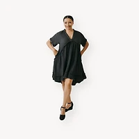 Crinkle Ruffled V Dress