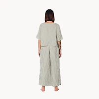 Striped Crinkle Cotton Palazzo Pants