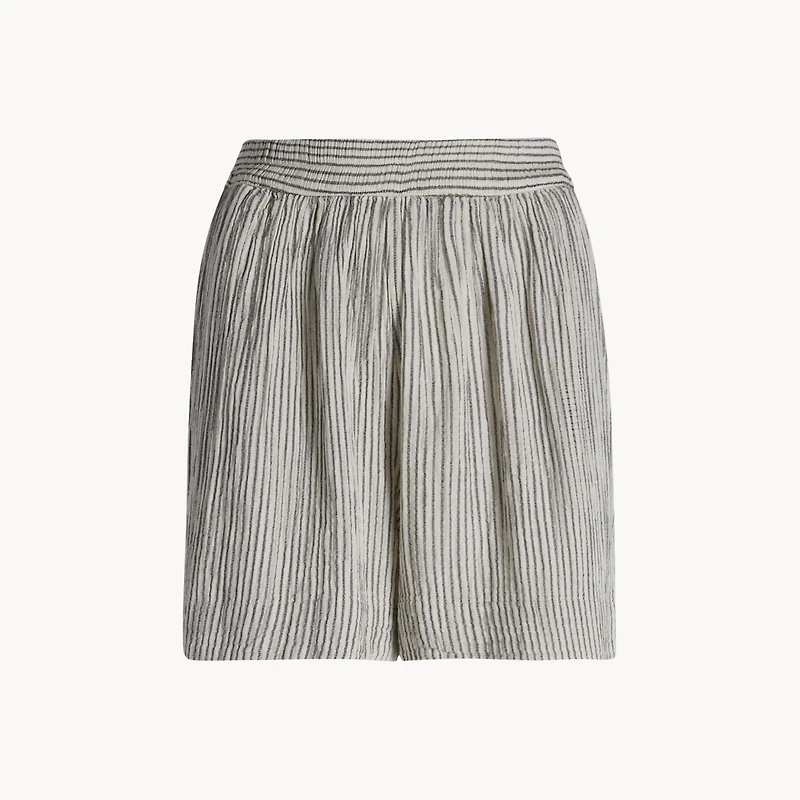 Striped Crinkle Cotton Shorts