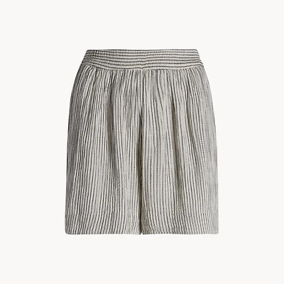 Striped Crinkle Cotton Shorts