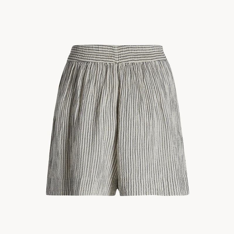 Striped Crinkle Cotton Shorts