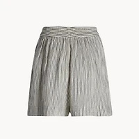 Striped Crinkle Cotton Shorts