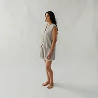 Striped Crinkle Cotton Shorts
