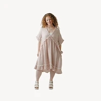 Striped Crinkle Ruffled V Dress