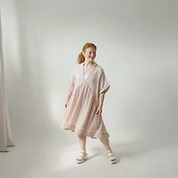 Striped Crinkle Ruffled V Dress