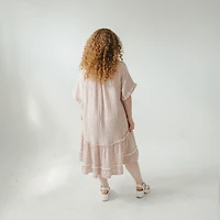 Striped Crinkle Ruffled V Dress