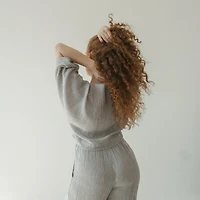 Striped Crinkle Balloon Sleeve Top