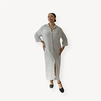 Striped Crinkle Shirt Dress