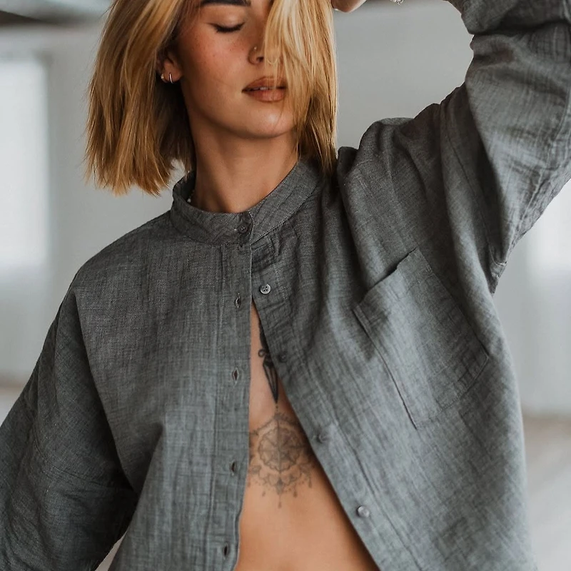 City Collection Grandad Collar Shirt