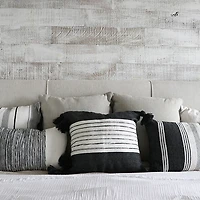 Belted Charcoal Pom Pom Pillow - 18x18"