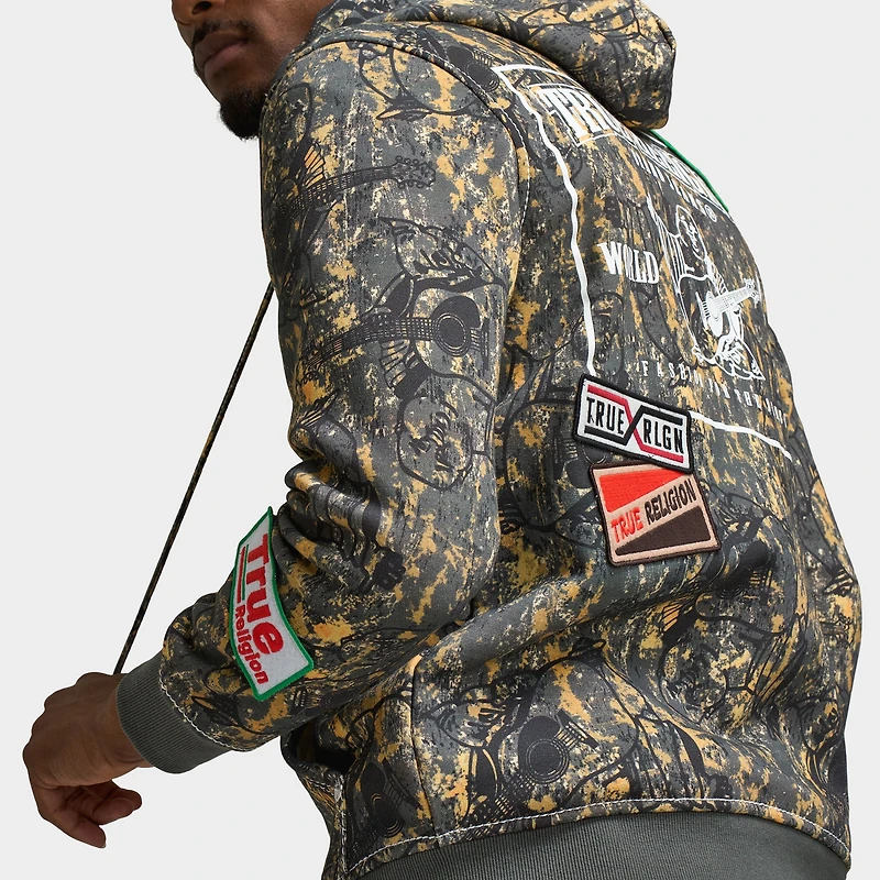 True Religion Patch Buddha Camo Big T Full Zip Hoodie /