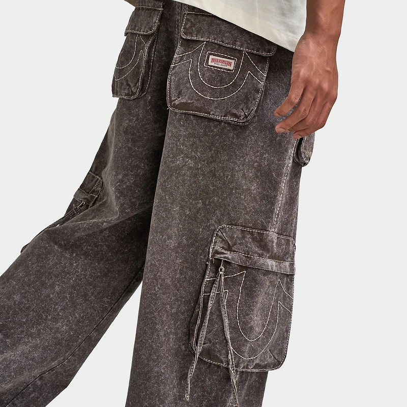 True Religion Big T Fashion Cargo Pant / Brown Acid Wash