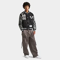 True Religion Boxy Varsity Jacket Jet Black / Granite Grey