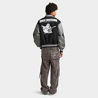 True Religion Boxy Varsity Jacket Jet Black / Granite Grey