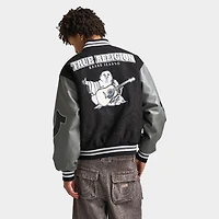 True Religion Boxy Varsity Jacket Jet Black / Granite Grey