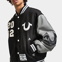 True Religion Boxy Varsity Jacket Jet Black / Granite Grey