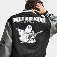 True Religion Boxy Varsity Jacket Jet Black / Granite Grey