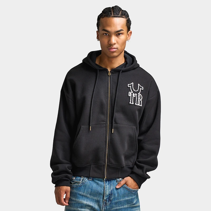 True Religion Rib Stitch Dept Zip Hoodie / Black