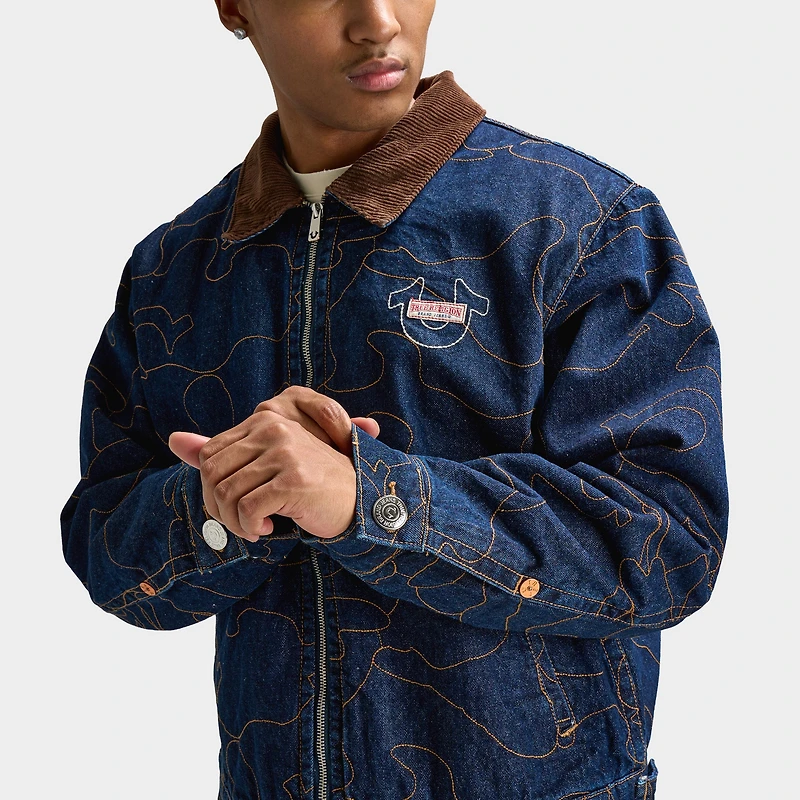 True Religion AOP Embroidered Workwear Jacket / Blue