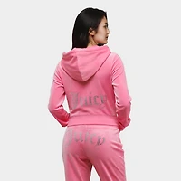 Juicy Couture Women's OG Big Bling Full Zip Hoodie / Hot Pink