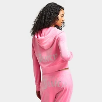 Juicy Couture Women's OG Big Bling Full Zip Hoodie / Hot Pink