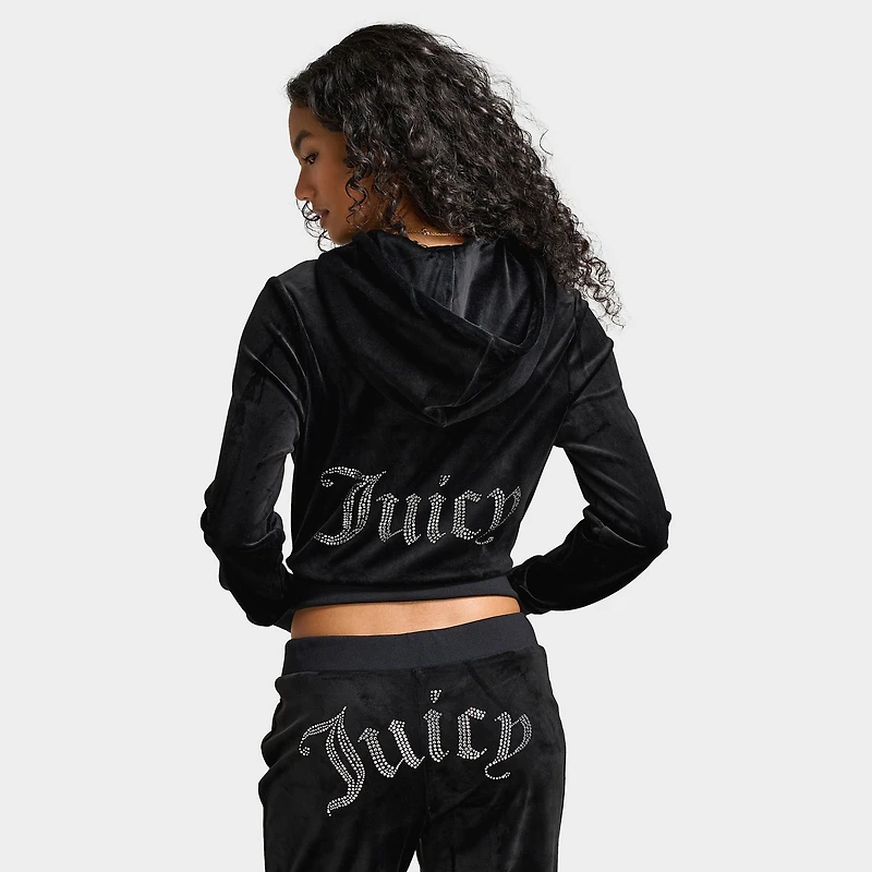 Juicy Couture Women's OG Big Bling Full Zip Hoodie / Liquorice