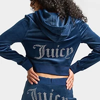 Juicy Couture Women's OG Big Bling Full Zip Hoodie / Regal Blue