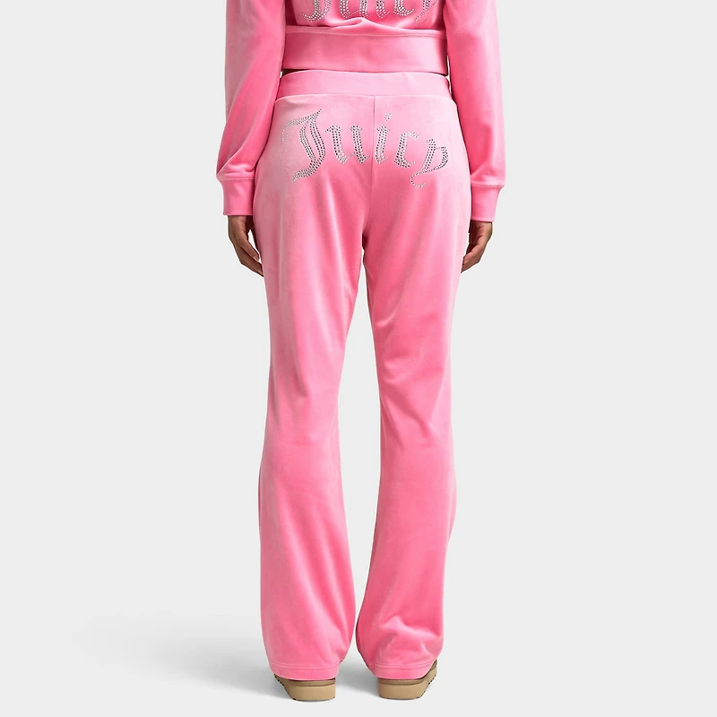 Juicy Couture Women's OG Big Bling Velour Track Pants / Hot Pink