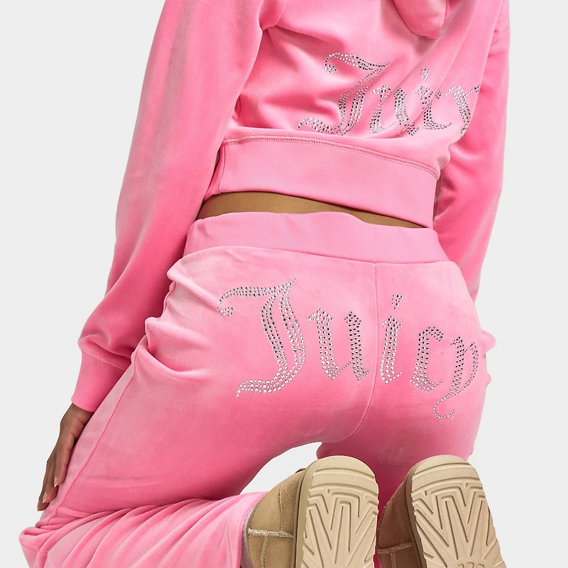 Juicy Couture Women's OG Big Bling Velour Track Pants / Hot Pink