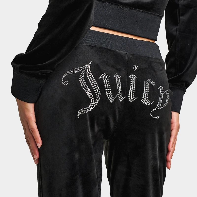 Juicy Couture Women's OG Big Bling Velour Track Pants / Liquorice