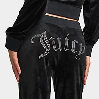Juicy Couture Women's OG Big Bling Velour Track Pants / Liquorice