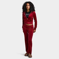 Juicy Couture OG Big Bling Velour Track Pants / Red Dahlia