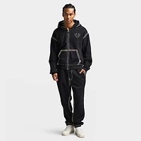True Religion Super Quad Stitch Zip Up Hoodie / Black
