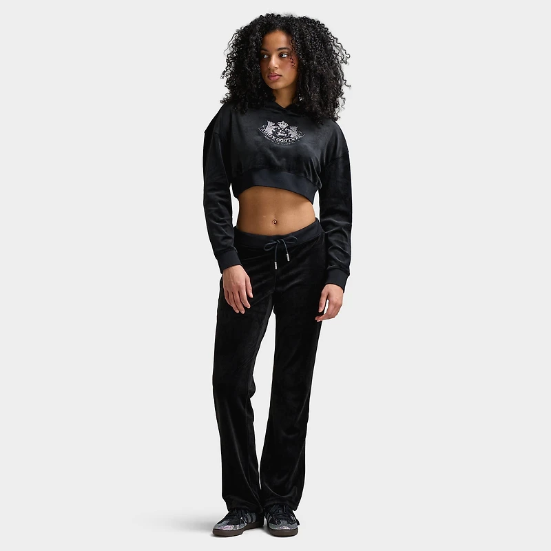 Juicy Couture Luxe Velour Cropped Hoodie / Liquorice