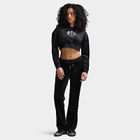 Juicy Couture Luxe Velour Cropped Hoodie / Liquorice