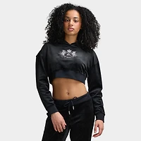 Juicy Couture Luxe Chandail à capuchon Court en Velour / Réglisse