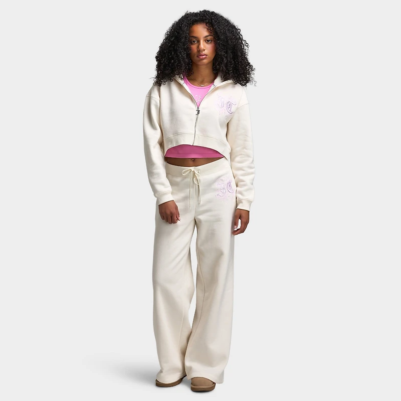 Juicy Couture Wide Leg Track Pant With Script Hotfix Cloud / Cherry Blossom