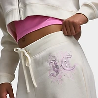 Juicy Couture Wide Leg Track Pant With Script Hotfix Cloud / Cherry Blossom