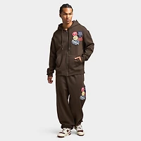 True Religion Patch Vintage Zip Up Hoodie / Dark Brown