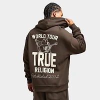 True Religion Patch Vintage Zip Up Hoodie / Dark Brown