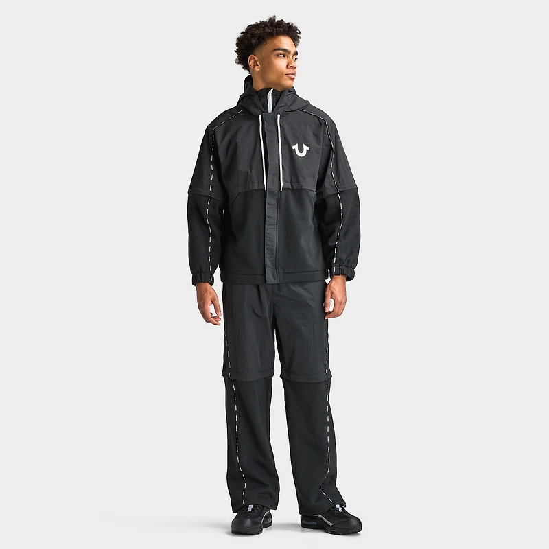True Religion Nylon Fleece Zip Off Jacket / Jet Black